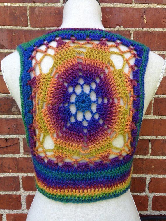 Crochet Pattern Cropped Sleeveless Sweater Shrug Vest Lace Up