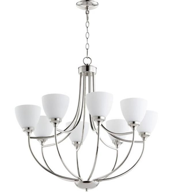 Quorum 6059 8 62 Light Enclave Polished Nickel Chandelier Lighting Metal Quorum 6059 8 62 Light Enclave, Polished Nickel Chandelier For Office