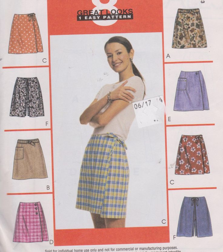 Sewing Pattern Women's Front Wrap Skort ALine Button or Etsy Skirt