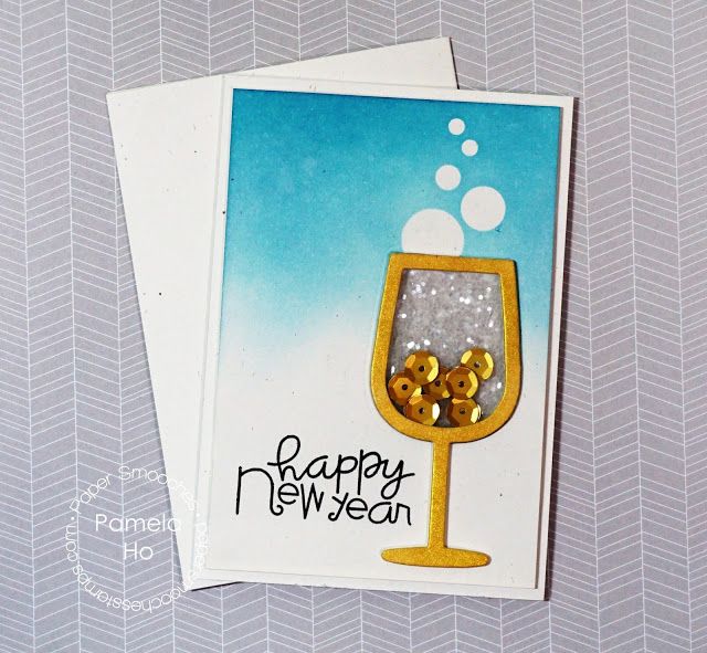 New Year Card Making Ideas Part - 26: Happy New Year Card By Pamela Ho For Paper Smooches - Wine Glass Die, Gently