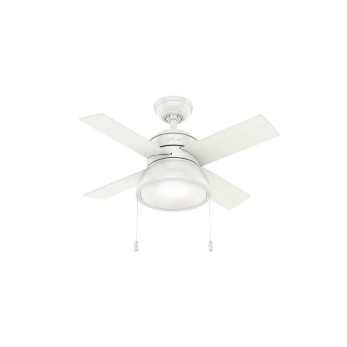 Hunter Loki 36 In Fresh White Led Indoor Downrod Or Flush Mount Ceiling Fan With Light 4 Blade Com - 36 White Ceiling Fans With Lights Hunter Loki 36 In Fresh White Led Indoor Downrod Or Flush Mount Ceiling Fan With Light 4 Blade Com - 36 White Ceiling Fans With Lights