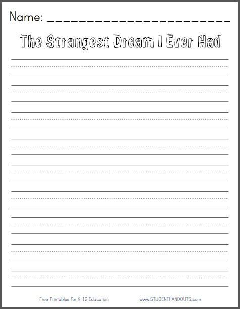 The Strangest Dream I Ever Had - Free Printable K-3 Writing Prompt