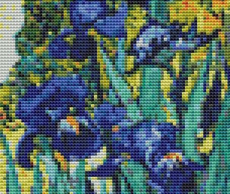 Vincent Van Gogh/'s Garden Irises Flowers Counted Cross Stitch Pattern