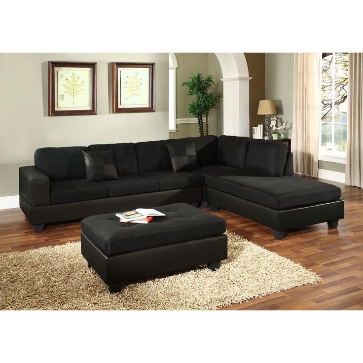 Venetian Worldwide Dallin Black Microfiber Sectional Mfs0005 R Black Microfiber Sectional Mfs0005 R