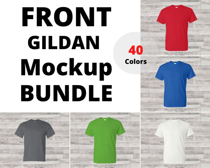 Front Gildan Mockup Bundle White Wood Background Unisex Etsy In 2021 Shirt Mockup Design Template Blank T Shirts