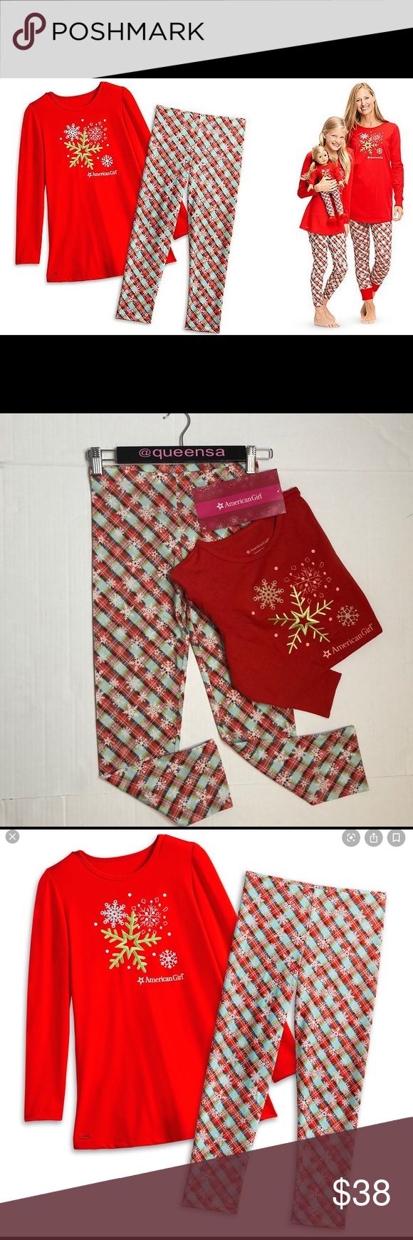 American Girl Holiday Dreams Pajamas Women/'s Size S 4//6 Red Plaid Snowflake NEW