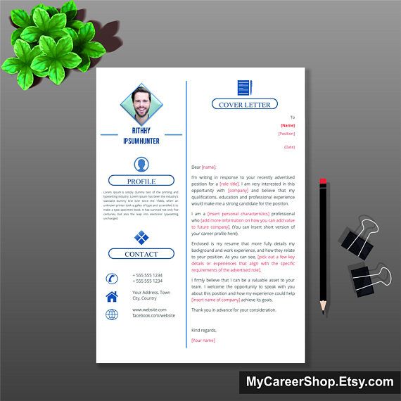 Digital Cover Letter Template, Cover Letter, Letterhead, Letterhead Design, Word Cover Letter Template, Simple Letterhead, Instant Download,