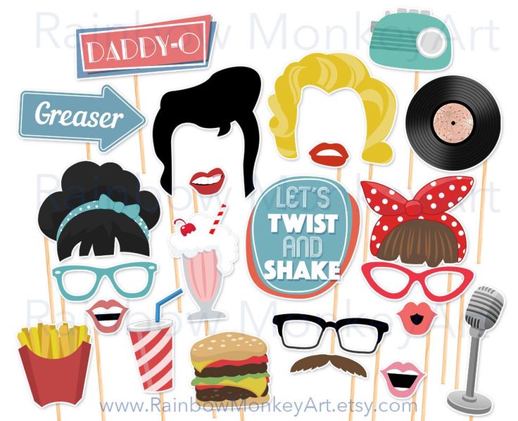 Printable 50s Photo Booth Props 50's style Photobooth Etsy in 2020 Printable 50s Photo Booth Props 50's style Photobooth Etsy in 2020