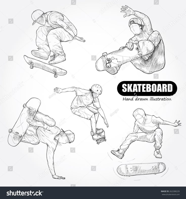 Skateboarding. drawing vector | Skateboarder drawing, Anime ...