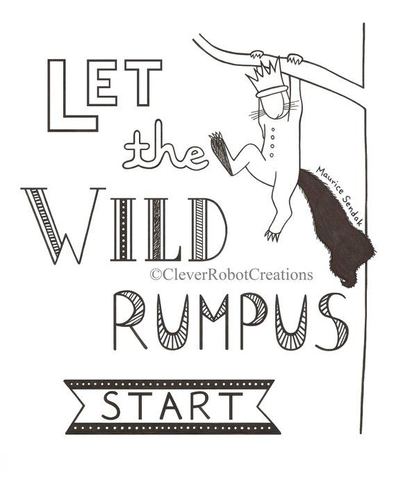 In which The Wild Aspects Are Hand Drawn Reserve Quotation Print: \ picture relating to Let the Wild Rumpus Start Printable identified as The place The Wild Components Are Hand Drawn E book Quotation Print: \