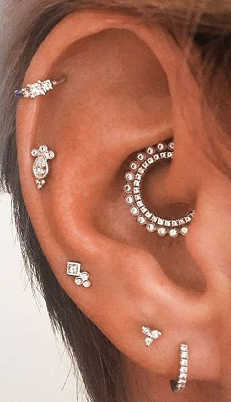 Cute Multiple Ear Piercing Ideas for Cartilage Helix Daith Jewelry Earrings www....