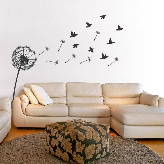 Dandelion And Birds Decal Vinyl Wall Sticker By Oakdenedesigns 32 49 Living Room Home Decor - Monogram Wall Decal Uk Dandelion And Birds Decal Vinyl Wall Sticker By Oakdenedesigns 32 49 Living Room Home Decor - Monogram Wall Decal Uk
