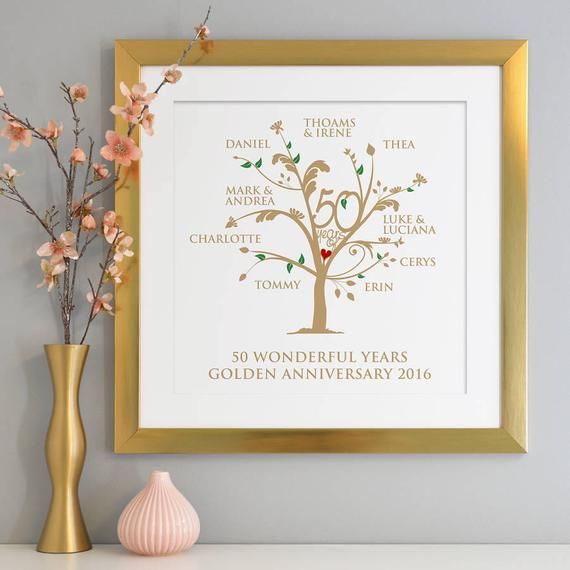 Personalisierte goldene Hochzeit Stammbaum drucken Etsy Family tree