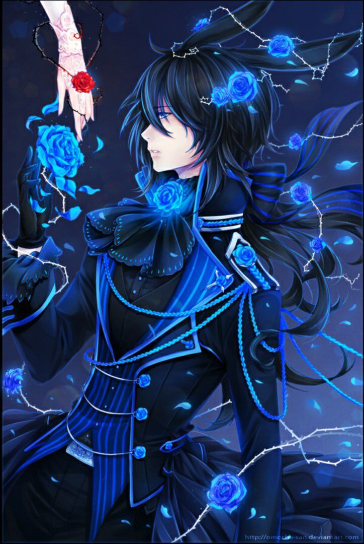 Anime dark blue hair