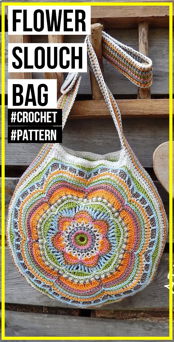 crochet Boho Flower Slouch Bag pattern - easy crochet bag pattern for beginners