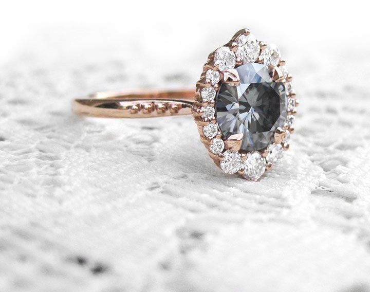 Moissanite Rings Vintage Dark Grey Champagne Moissanite Rings Vintage Dark Grey Champagne