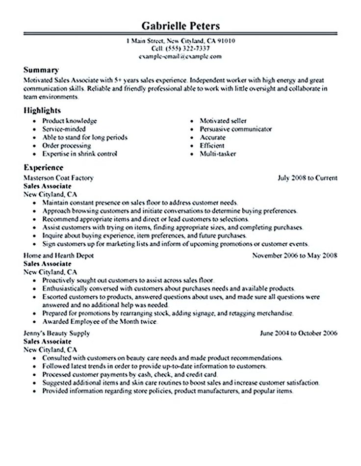 27 best Resume Cv Examples images on Pinterest Curriculum - customer sales associate sample resume 27 best Resume Cv Examples images on Pinterest Curriculum - customer sales associate sample resume