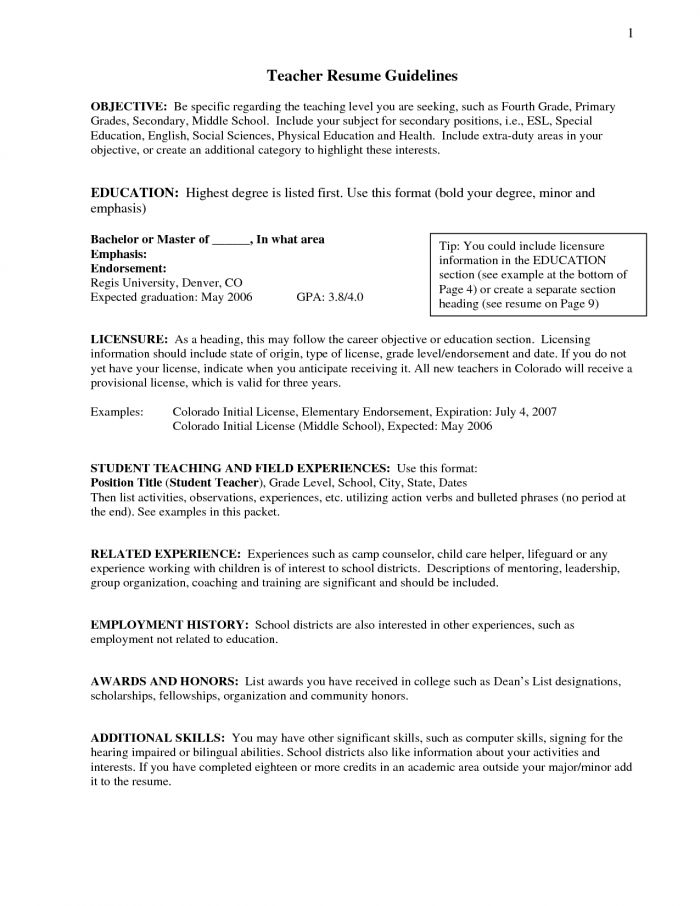 resume templates for teaching