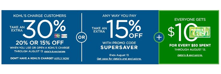 Kohls department store coupons