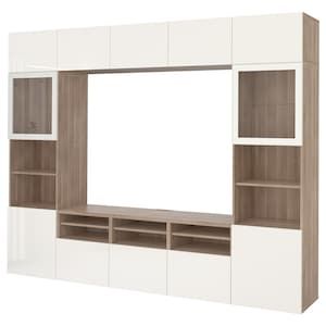 BESTÅ TV storage combination/glass doors - Hanviken, Sindvik black-brown clear ...