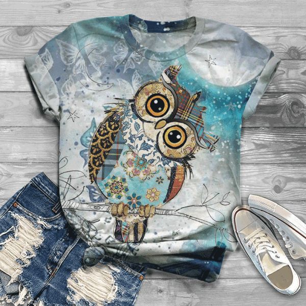 Owls Casual Summer T Shirt Romantic Funny Cartoon Graphic Female Tee T-Shirt Clothing Owls Casual Summer T Shirt Romantic Funny Cartoon Graphic Female Tee T-Shirt Clothing