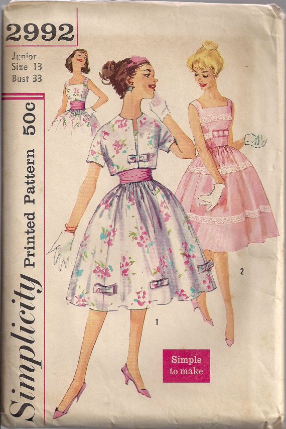 Vintage 50s UNCUT Simple Sewing Pattern PARTY By HoneymoonBus 1699 Vintage 50s UNCUT Simple Sewing Pattern PARTY By HoneymoonBus 1699