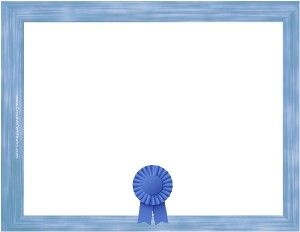 blank certificate template with a blue border and a blue award certificate for kids