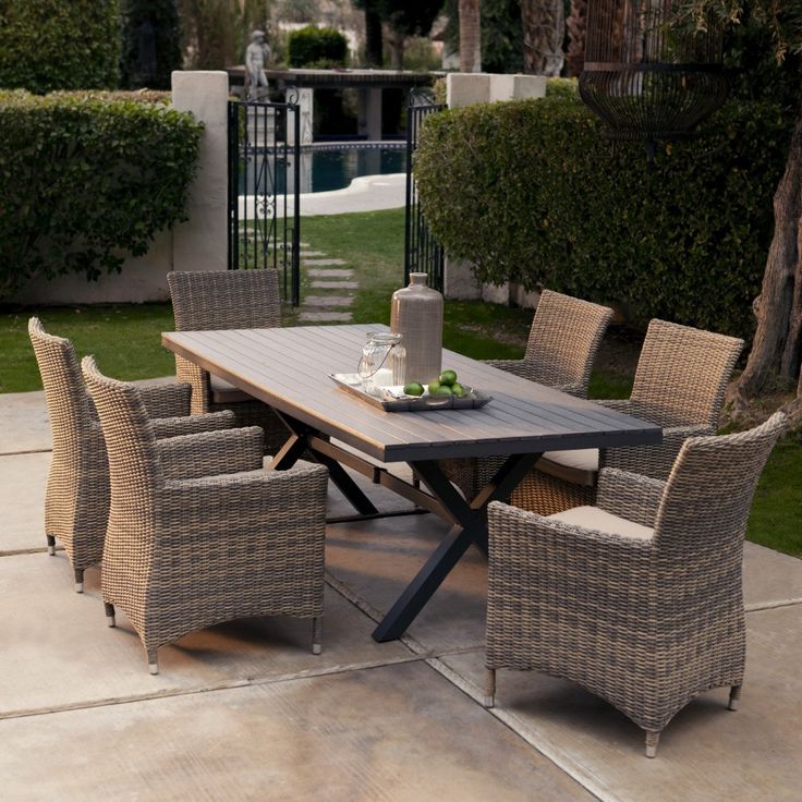 Belham Living Bella Collection Rectangle Patio Dining Set | Patio dining set, Wicker patio furniture, Patio dining