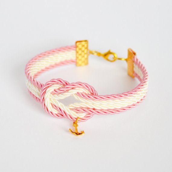 Cream and Pink Rope Bracelet