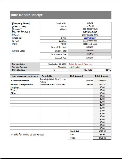 Auto Repair Receipt Template DOWNLOAD at http\/\/wwwreceipts - sample auto repair invoice Auto Repair Receipt Template DOWNLOAD at http\/\/wwwreceipts - sample auto repair invoice
