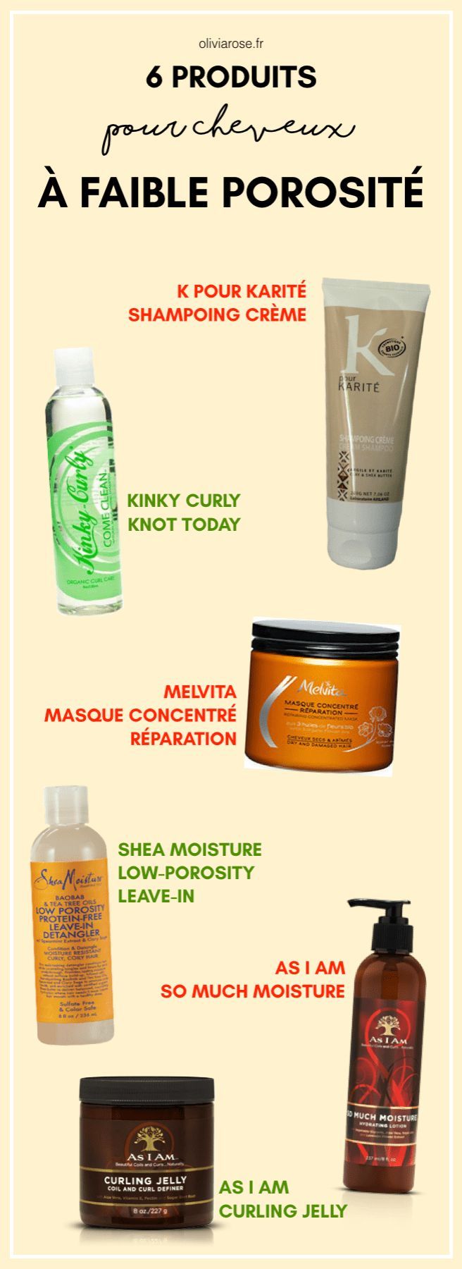 6 produits pour cheveux à faible porosité 6 produits pour cheveux à faible porosité