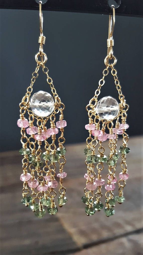 This Is An Absolutely Stunning Pair Of Handmade Chandelier Earrings I Selected Genuine Pink Morg Diy Inspiration Earring Tutorial Chandelier Earrings Diy, Chandelier Earrings Designs To Make Diy
