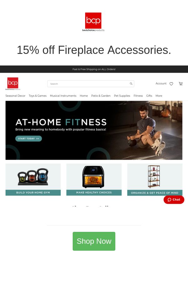 the homepage for an appliance that sells fitness equipment, including shoes and accessories