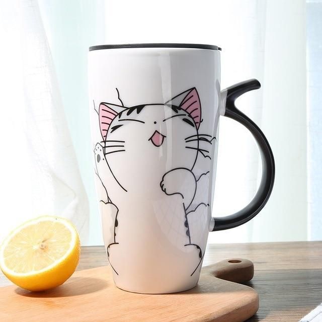 600ml Cute Cat Ceramics Coffee Mug With Lid Large Capacity Animal Mugs creative Drinkware Coffee Tea Cups Novelty Gifts milk cup 600ml Cute Cat Ceramics Coffee Mug With Lid Large Capacity Animal Mugs creative Drinkware Coffee Tea Cups Novelty Gifts milk cup