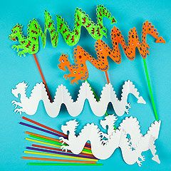 Chinese dragon puppets for creative kids to personalise! Decorate with acrylic p...