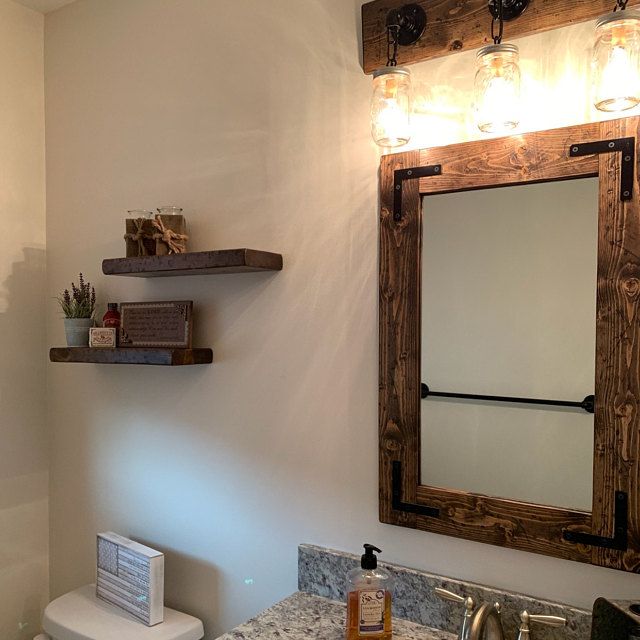 Bathroom Set Rustic Distressed Vanity Mirror With Mason Jar Light Fixture Jars Lights Rustic Vanity Lights, Rustic Vanity Mirror Ideas