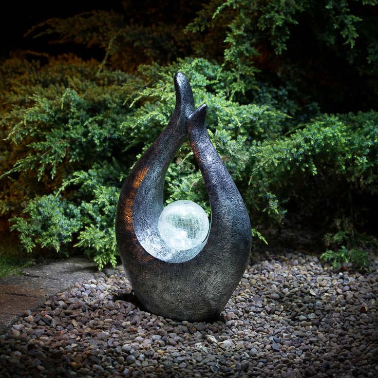 Garden Sculpture With Solar Le Ball Yard Decor Garden Sculpture With Solar Le, Garden Ornaments With Solar Lights