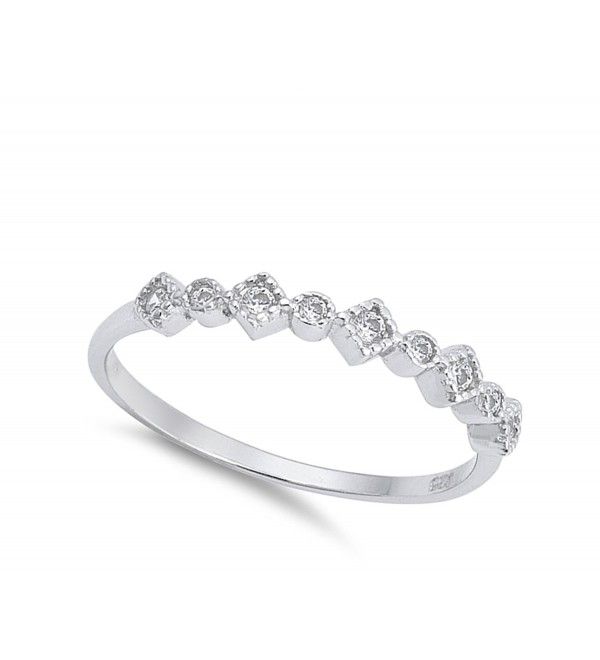Wedding Band Stackable White CZ Beautiful Ring .925 Sterling Silver Sizes 5-10
