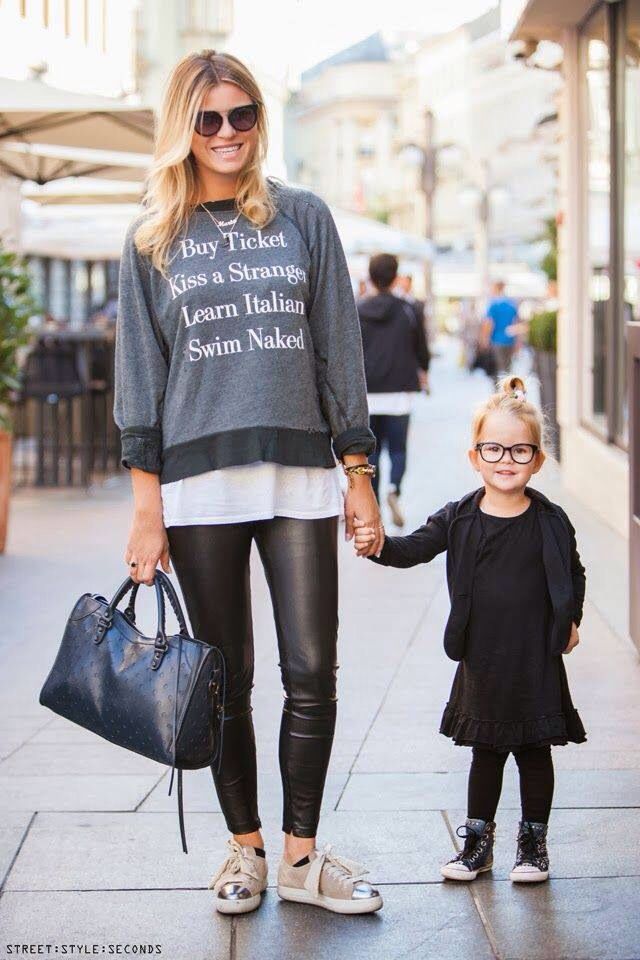Mom handsome girl street