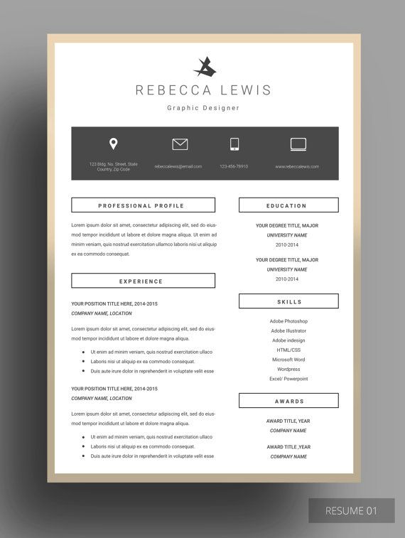 a professional resume template with an elegant black and white color scheme on the cover page