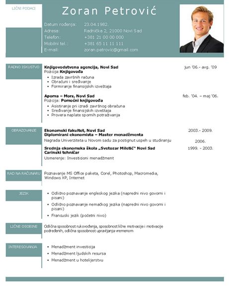 european curriculum vitae format obrazac european curriculum vitae format obrazac