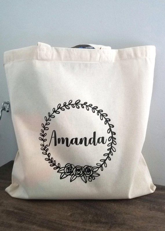 personalized bridesmaid tote bag custom name bag reusable grocery