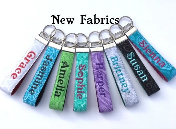 Personalize Custom Monogram signature Wristlet Key Fob with keyring