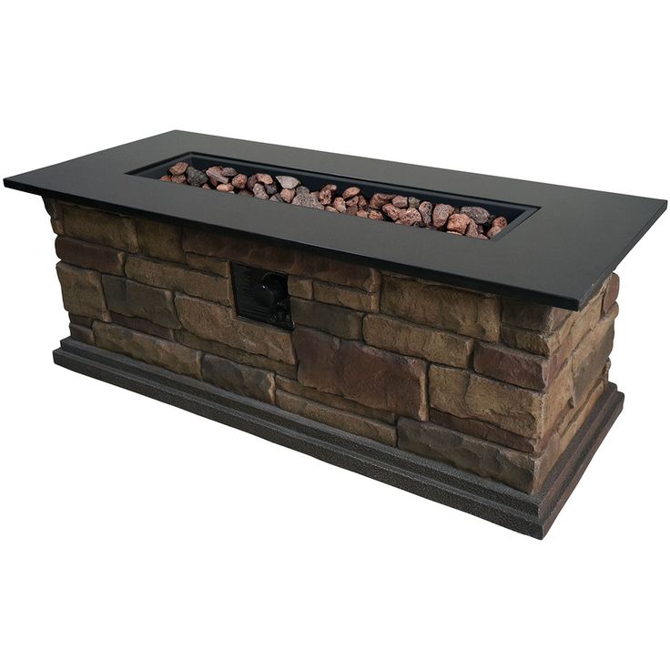 Shop Bond Canyon Ridge 20 In W 50 000 Btu Stone Look Composite Liquid Propane Fire Table At Lowes Com Fire Table Gas Firepit Gas Fire Table