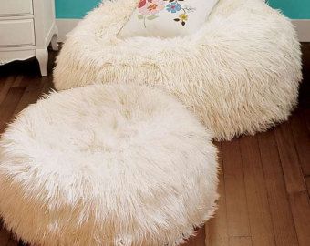 Indoor Bean Bag Faux Fur Shaggy White Beanbag Indoor Bean Bag Faux Fur Shaggy White Beanbag