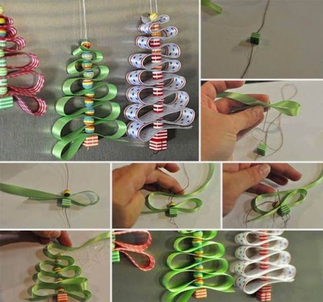Creative Christmas Craft Ideas Part - 27: DIY Beads And Ribbon Christmas Tree Beads Ribbon Diy Diy Ideas Diy Crafts Do It Yourself Christmas Tree