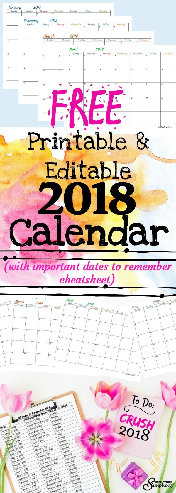 online calendar 2018 printable