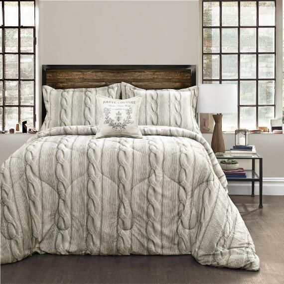 4 Piece Printed Cable Knit Comforter Set In 2019 Comforter Sets