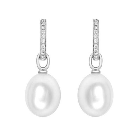 Kiki Mcdonough White Gold Pearl And Diamond Drop Earrings Kiki Mcdonough White Gold Pearl And Diamond Drop Earrings