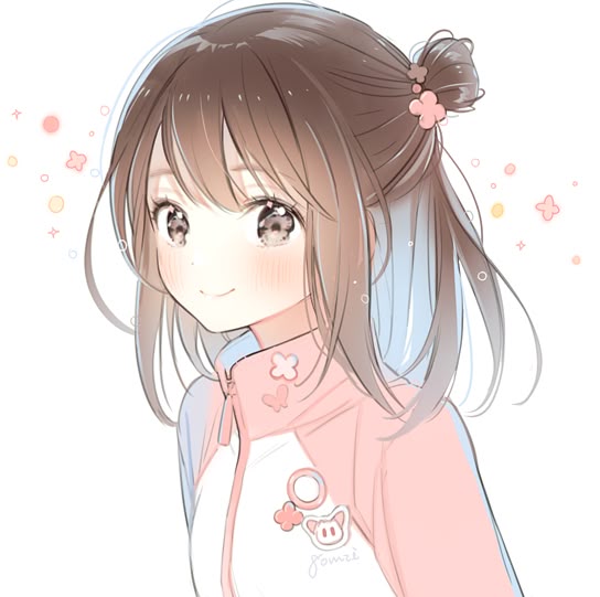 Kawaii anime girl with brown hair